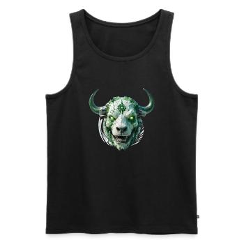 cyber bull scull - Männer Premium Bio Tank Top - Schwarz - Vorne - AI Model Male 178 light (178cm)