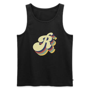 Retro Letter R - Men's Premium Organic Tank Top - black - Front - AI Model Male 178 light (178cm)
