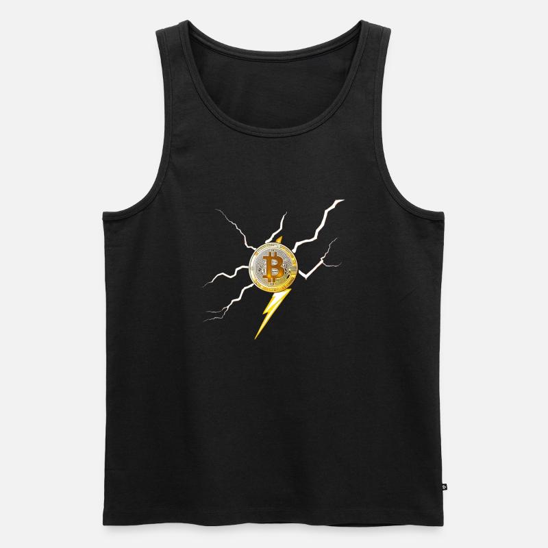 Bitcoin-Logo mit Blitzen - Männer Premium Bio Tank Top - Schwarz