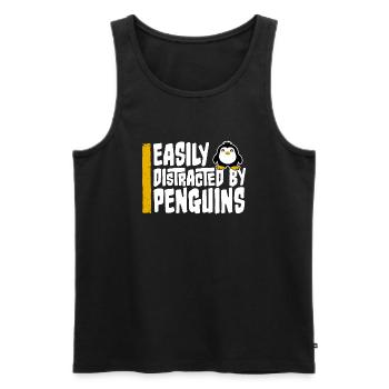 Leicht von Pinguinen abgelenkt Lustiger niedlicher Pinguin - Männer Premium Bio Tank Top - Schwarz - Vorne - Michal (187cm)