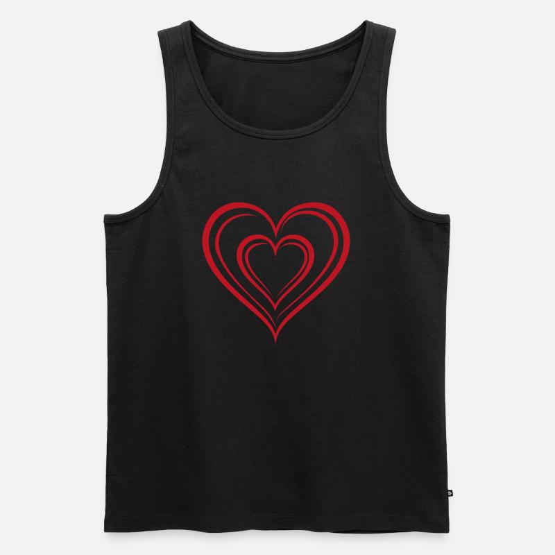 Herz - Männer Premium Bio Tank Top - Schwarz