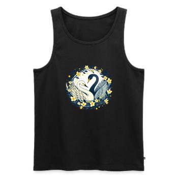 Schwanen-Pärchen - Männer Premium Bio Tank Top - Schwarz - Vorne - Michal (187cm)