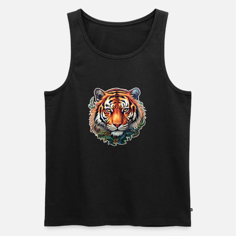 Tigerkopf gefährlich - Männer Premium Bio Tank Top - Schwarz