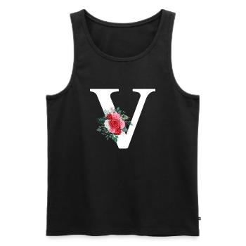 Roter floraler V-Buchstabe - Männer Premium Bio Tank Top - Schwarz - Vorne - AI Model Male 178 light (178cm)