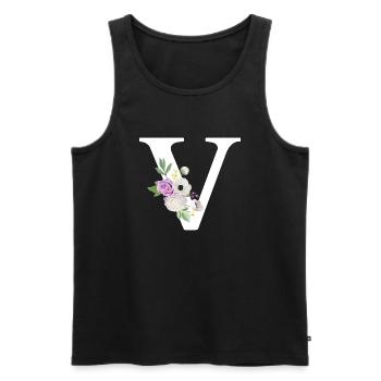 Lila floraler V-Buchstabe - Männer Premium Bio Tank Top - Schwarz - Vorne - AI Model Male 178 light (178cm)