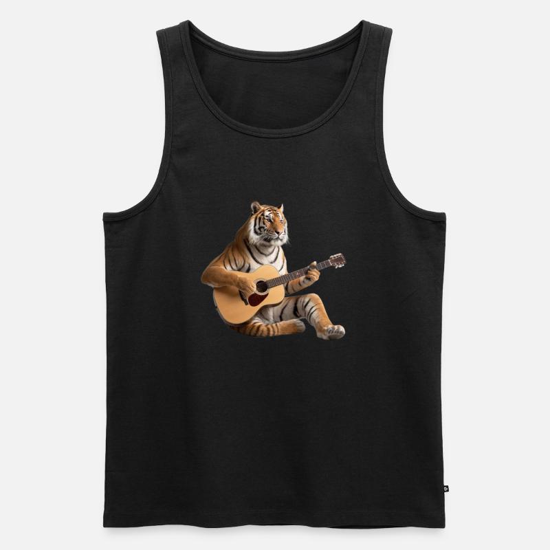 Tiger Gitarre - Männer Premium Bio Tank Top - Schwarz
