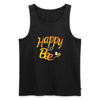 Glücklich zu sein - Männer Premium Bio Tank Top - Schwarz - Vorne - Michal (187cm)