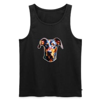 Doberman Head Psychedelic - Men's Premium Organic Tank Top - black - Front - Michal (187cm)