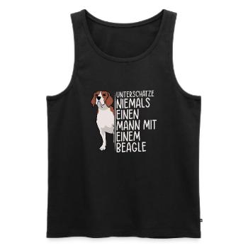 Unterschätze niemals einen Mann mit einem Beagle - Männer Premium Bio Tank Top - Schwarz - Vorne - Michal (187cm)