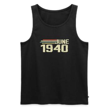 Juin 1940 Anniversaire Juin 1940 Juin 1940 Anniversaire - Débardeur bio Premium Homme - noir - Devant - Michal (187cm)