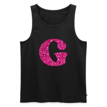 Letter g pink glitter - Men's Premium Organic Tank Top - black - Front - AI Model Male 178 light (178cm)