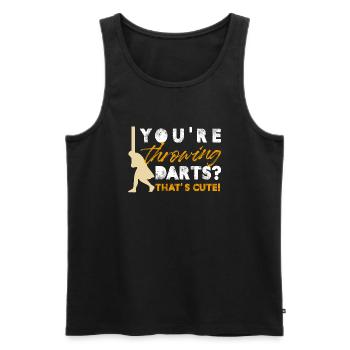 You're Throwing Darts That's Cute Caber Tossing - Men's Premium Organic Tank Top - black - Front - AI Model Male 178 light (178cm)