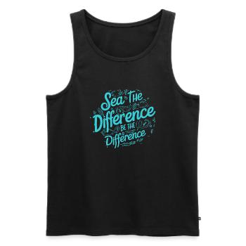 Bathing beach & sea plastic-free against pollution - Men's Premium Organic Tank Top - black - Front - AI Model Male 178 light (178cm)