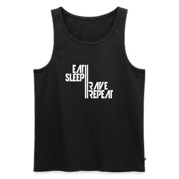 Eat Sleep Rave Repeat Essen Schlafen Raven Spruch - Männer Premium Bio Tank Top - Schwarz - Vorne - AI Model Male 178 light (178cm)