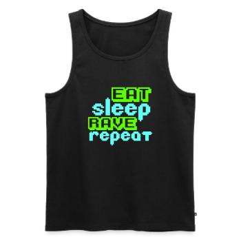 Eat Sleep Rave Repeat Essen Schlafen Raven Spruch - Männer Premium Bio Tank Top - Schwarz - Vorne - AI Model Male 178 light (178cm)