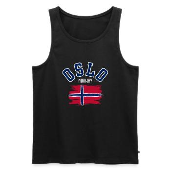 Oslo, Norvège - Débardeur bio Premium Homme - noir - Devant - AI Model Male 178 light (178cm)