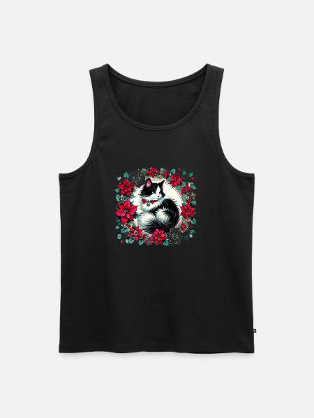 Christmas Tuxedo Cat - Men's Premium Organic Tank Top - black