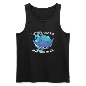 I Wonder If Rays Think About Me To - Männer Premium Bio Tank Top - Schwarz - Vorne - Michal (187cm)