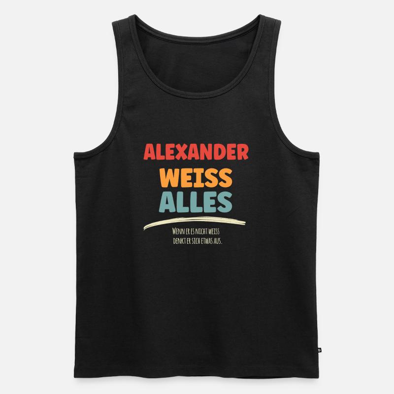 ALEXANDER weiss Alles - Männer Premium Bio Tank Top - Schwarz