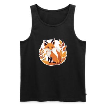 Fox in Autumn #6 - Men's Premium Organic Tank Top - black - Front - AI Model Male 178 light (178cm)