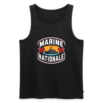 Marine Nationale - Débardeur bio Premium Homme - noir - Devant - AI Model Male 178 light (178cm)