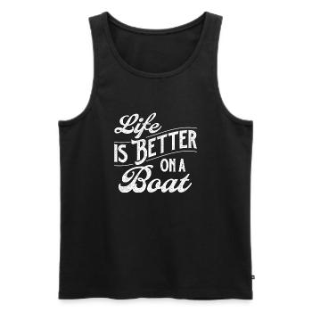 La vie est meilleure sur un bateau - Capitaine de bateau - Débardeur bio Premium Homme - noir - Devant - AI Model Male 178 light (178cm)
