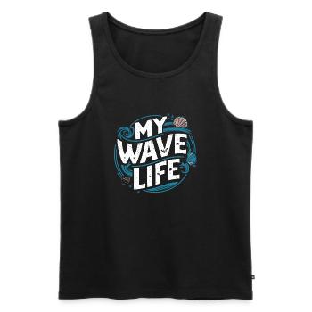 My wave life - Débardeur bio Premium Homme - noir - Devant - AI Model Male 178 light (178cm)