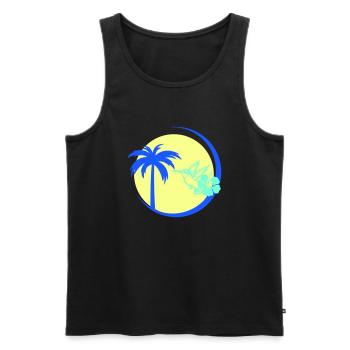 Palme Kolibri Hibiskus - Männer Premium Bio Tank Top - Schwarz - Vorne - AI Model Male 178 light (178cm)