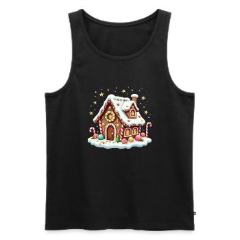 Weihnachtliches Lebkuchenhaus Zuckerstange X-Mas - Männer Premium Bio Tank Top - Schwarz - Vorne - Michal (187cm)