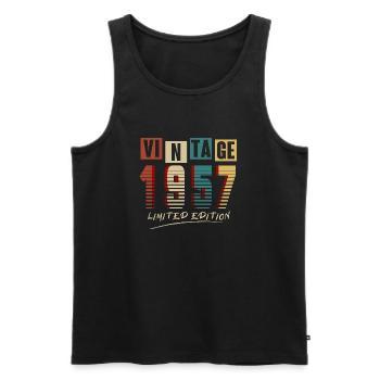 Vintage 1957: Limited Edition - 68th Anniversary. - Men's Premium Organic Tank Top - black - Front - AI Model Male 178 light (178cm)