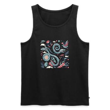 Harmonie der Schlange und der Natur - Männer Premium Bio Tank Top - Schwarz - Vorne - AI Model Male 178 light (178cm)