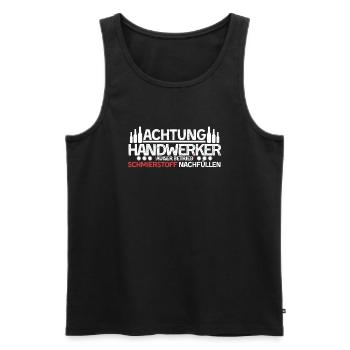 Achtung Handwerker – Heute außer Betrieb - Männer Premium Bio Tank Top - Schwarz - Vorne - Michal (187cm)