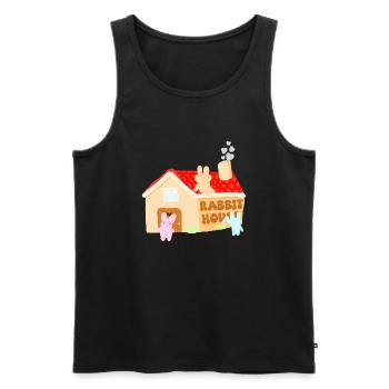 La maison des lapins - Débardeur bio Premium Homme - noir - Devant - Michal (187cm)