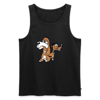 2 chiens équipe stupide deux amis équipage malheureux - Débardeur bio Premium Homme - noir - Devant - AI Model Male 178 light (178cm)