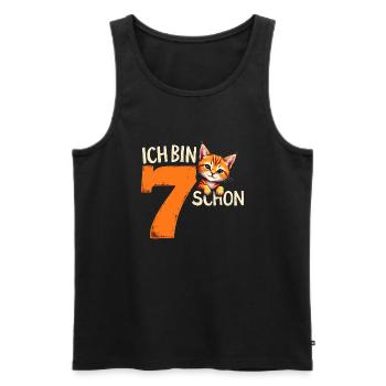 7. Geburtstag Mädchen Junge Katze Ich Bin Schon - Männer Premium Bio Tank Top - Schwarz - Vorne - Michal (187cm)