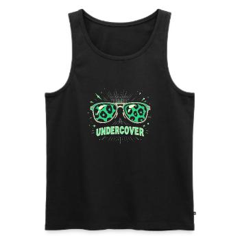 Funny Sunglasses and Undercover Speech Costume - Men's Premium Organic Tank Top - black - Front - AI Model Male 178 light (178cm)