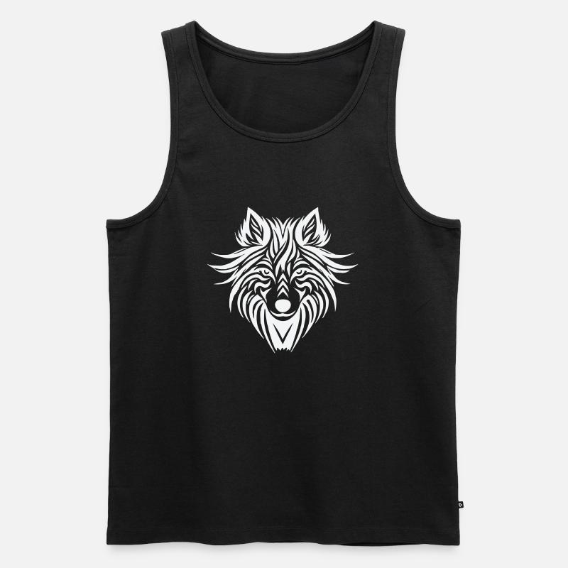 wolf tribal - Männer Premium Bio Tank Top - Schwarz