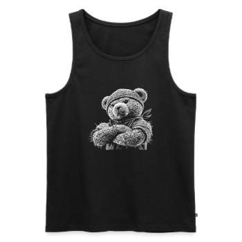 Teddybär - Männer Premium Bio Tank Top - Schwarz - Vorne - AI Model Male 178 light (178cm)
