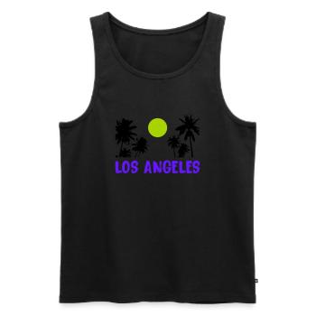 Los Angeles - Men's Premium Organic Tank Top - black - Front - Michal (187cm)
