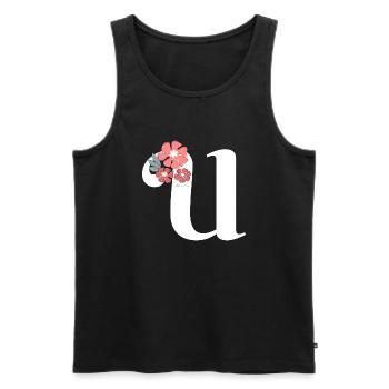 Lettre u fleurs minimalistes - Débardeur bio Premium Homme - noir - Devant - Michal (187cm)