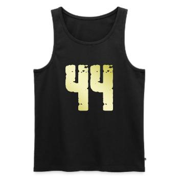 44 Zahl Vintage - Männer Premium Bio Tank Top - Schwarz - Vorne - Michal (187cm)