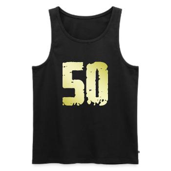50 Nombre Vintage - Débardeur bio Premium Homme - noir - Devant - Michal (187cm)