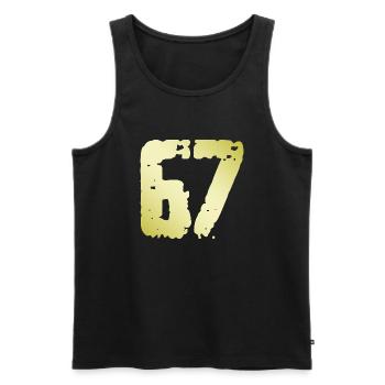 67 Zahl Vintage - Männer Premium Bio Tank Top - Schwarz - Vorne - Michal (187cm)