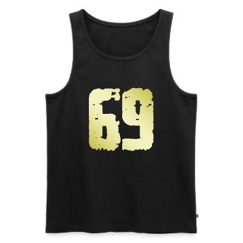 69 Nombre Vintage - Débardeur bio Premium Homme - noir - Devant - Michal (187cm)
