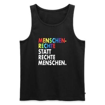 Menschenrechte Spruch Demo Regenbogen - Männer Premium Bio Tank Top - Schwarz - Vorne - Michal (187cm)