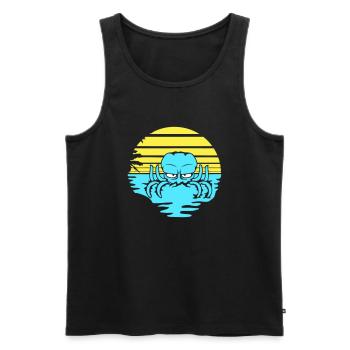 Oktopus Meer Sonnenuntergang Strand Urlaub Linien - Männer Premium Bio Tank Top - Schwarz - Vorne - Michal (187cm)