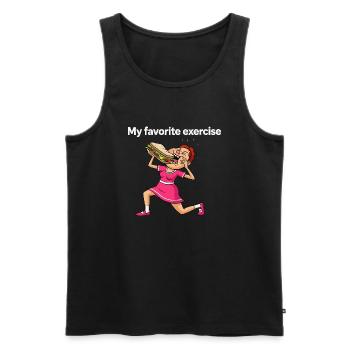 Favorite exercise - Men's Premium Organic Tank Top - black - Front - AI Model Male 178 light (178cm)