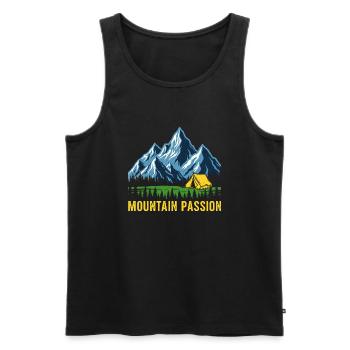 Mountain Passion - Outdoor Abenteuer Zelten Berge - Männer Premium Bio Tank Top - Schwarz - Vorne - Michal (187cm)