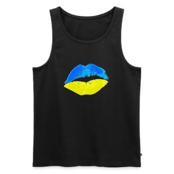 Kiss (Ukraine) - Men's Premium Organic Tank Top - black - Front - Michal (187cm)
