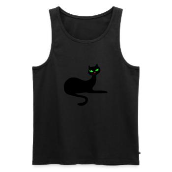 Retro chat noir élégance par Patjila - Débardeur bio Premium Homme - noir - Devant - AI Model Male 178 light (178cm)